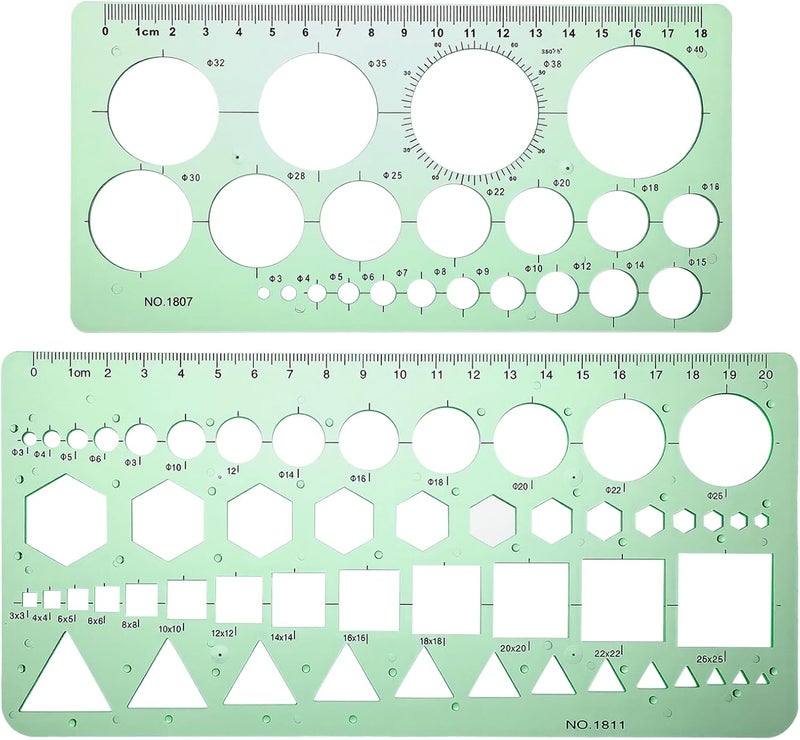 Elegaperma 2 pcs Circle Template for Drawing, Lightweight Portable Circle Stencils, Durable Geometric Stencil, Draw Geometric Shapes Such as Circles, Triangles, Squares, and Hexagons of Various Sizes - Image 1
